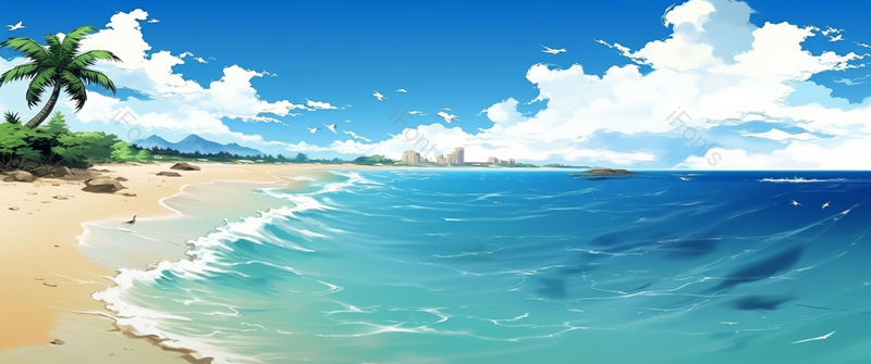 旅游系列之沙滩大海,插画/手绘图,插画/手绘图库,插画/手绘图下载,插画/手绘
